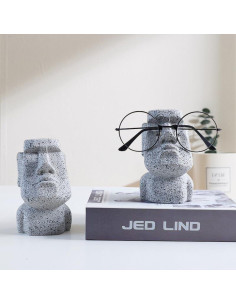 Soporte para Gafas Moai de Resina Negro Tierra - Organizador de Escritorio 2