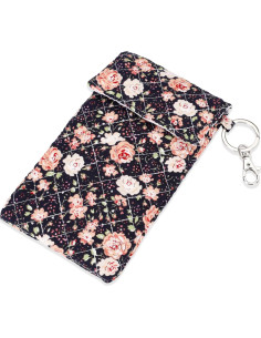 Funda Doble para Gafas Suave con Clip y Llave - Floral Negro 2