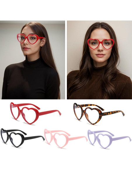 Gafas NIDOVIX Lente Claro Corazón Vintage Rojas Mujeres