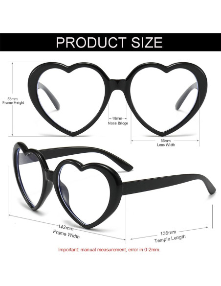 Gafas NIDOVIX Lente Claro Corazón Vintage Rojas Mujeres