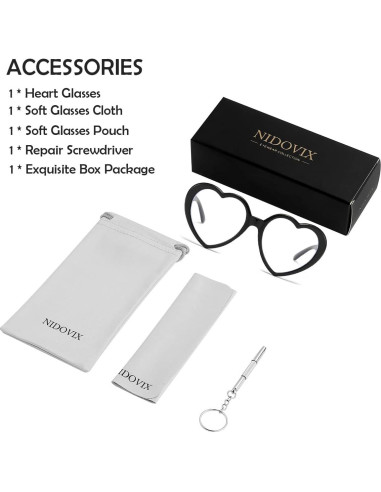 Gafas NIDOVIX Lente Claro Corazón Vintage Rojas Mujeres