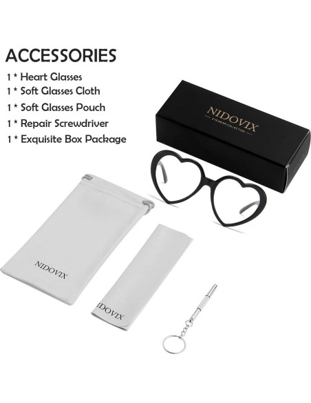 Gafas NIDOVIX Lente Claro Corazón Vintage Rojas Mujeres