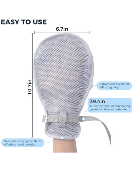 Mittens de restricción médica WONDSIGHIN 2 piezas gris