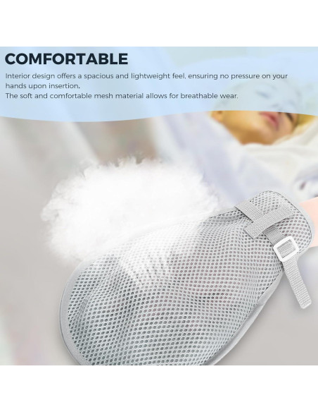 Mittens de restricción médica WONDSIGHIN 2 piezas gris