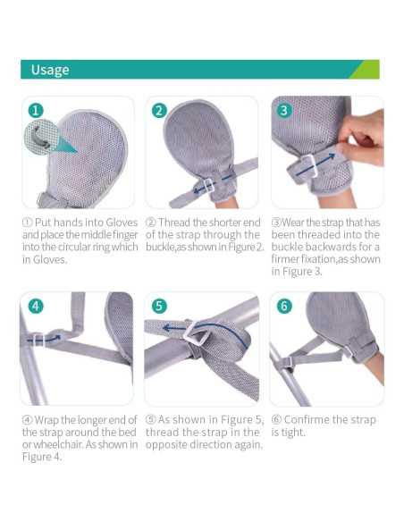 Mittens de restricción médica WONDSIGHIN 2 piezas gris