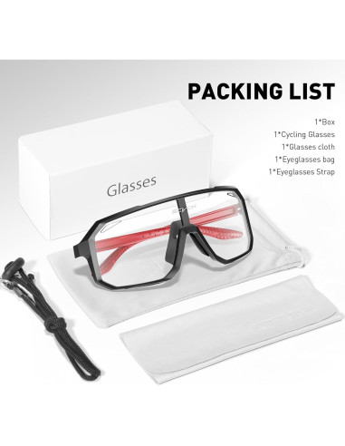 Gafas de Ciclismo SCVCN Fotoquímicas UV400 Negro Rojo