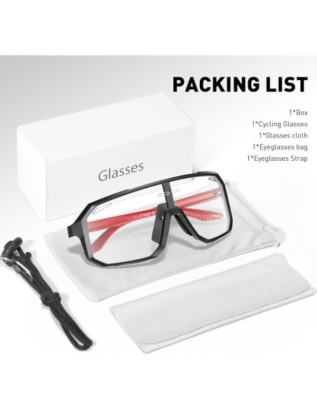 Gafas de Ciclismo SCVCN Fotoquímicas UV400 Negro Rojo