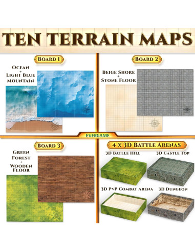 10 Tapetes de Juego DND EverGame 22x26 cm + 140 Stickers