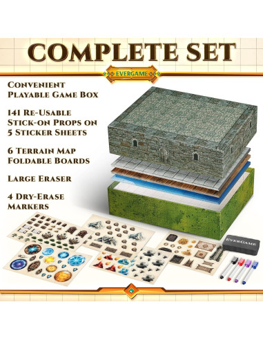 10 Tapetes de Juego DND EverGame 22x26 cm + 140 Stickers