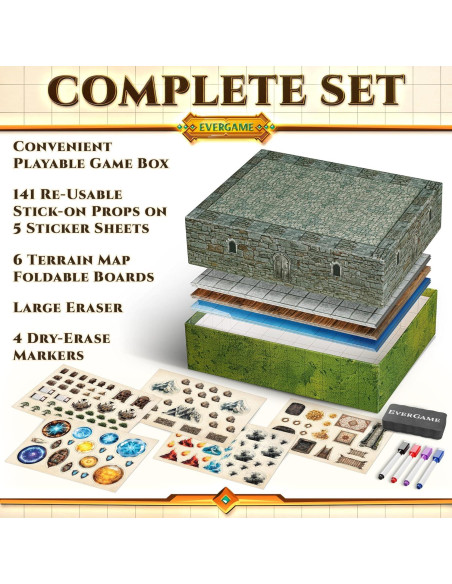 10 Tapetes de Juego DND EverGame 22x26 cm + 140 Stickers