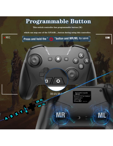 Controlador Bluetooth UNIHOW para Switch y PC - Inalámbrico