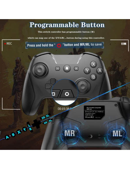 Controlador Bluetooth UNIHOW para Switch y PC - Inalámbrico