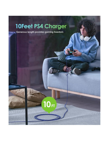 Cargador PS4 6amLifestyle 2 Cables Micro USB 3,05 m