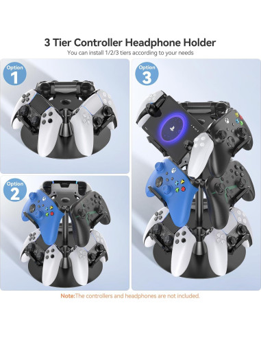 Soporte para Auriculares Kosker 3 Niveles Negro 32.3 cm