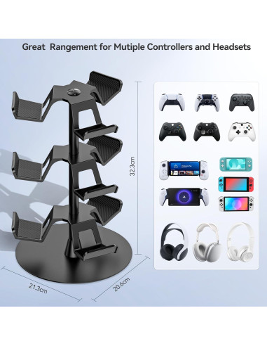 Soporte para Auriculares Kosker 3 Niveles Negro 32.3 cm