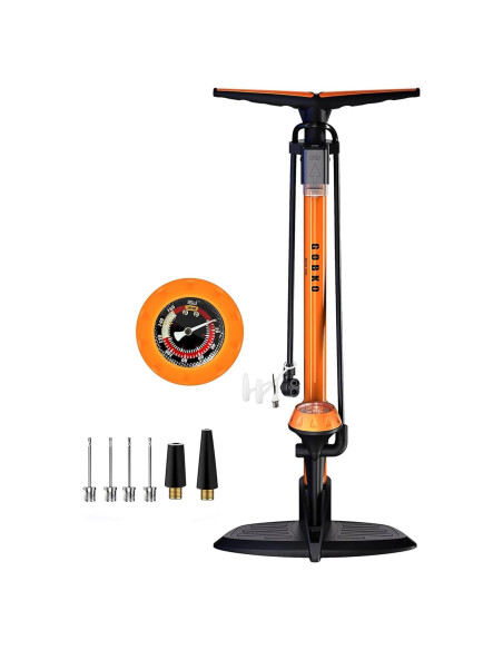 Bomba de Bicicleta GOBKO D2 con Manómetro 160 PSI Naranja
