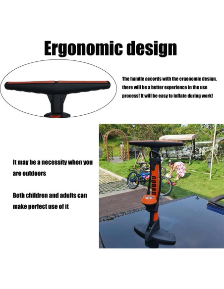 Bomba de Bicicleta GOBKO D2 con Manómetro 160 PSI Naranja