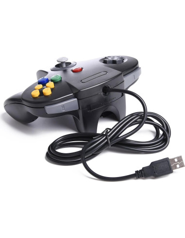 Paquete de 2 Controladores USB N64 Suily Verde/Negro 1.80m