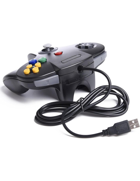 Paquete de 2 Controladores USB N64 Suily Verde/Negro 1.80m
