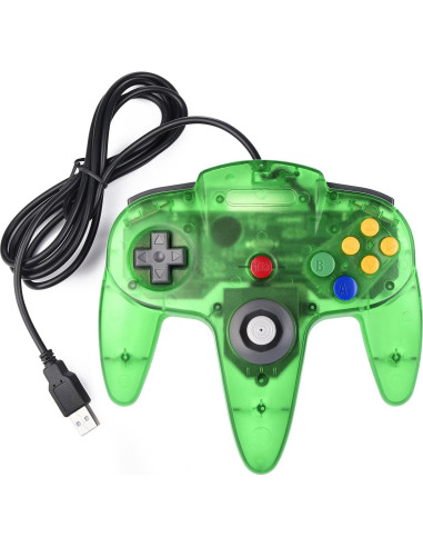 Paquete de 2 Controladores USB N64 Suily Verde/Negro 1.80m