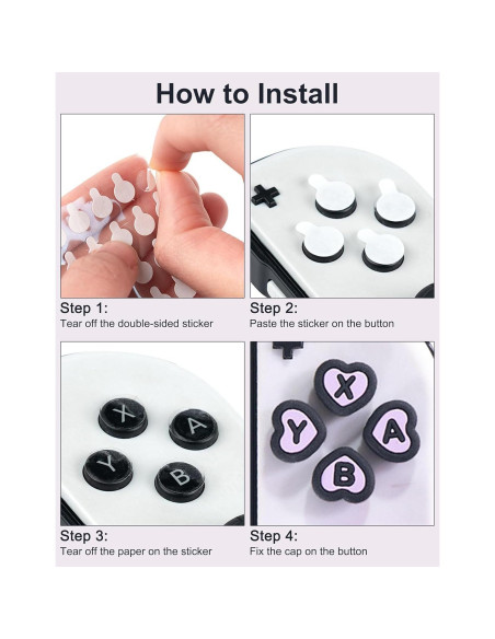 Juego de tapas de botones Jusy para Nintendo Switch, negro/púrpura