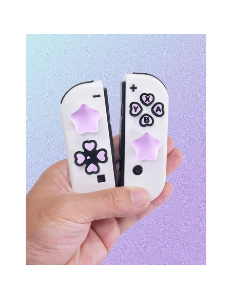 Juego de tapas de botones Jusy para Nintendo Switch, negro/púrpura