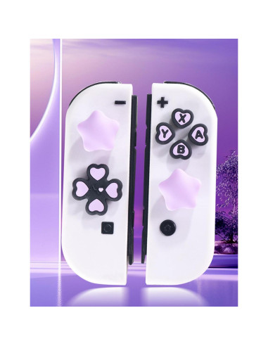 Juego de tapas de botones Jusy para Nintendo Switch, negro/púrpura