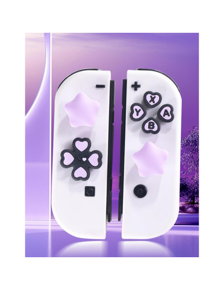 Juego de tapas de botones Jusy para Nintendo Switch, negro/púrpura