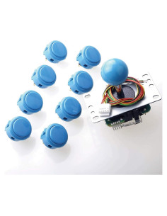 Joystick Sanwa JLF-TP-8YT + Kit 8 Botones Azul Claro