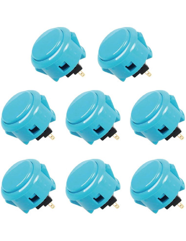 Joystick Sanwa JLF-TP-8YT + Kit 8 Botones Azul Claro