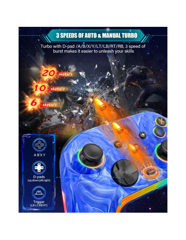 Controlador Inalámbrico KINGLINE para Nintendo Switch, 1200mAh