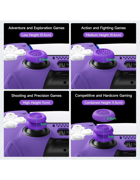 Empuñaduras de Silicona JEMDO para Joysticks PS5/PS4/Switch Pro - 6 Piezas