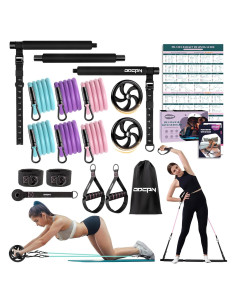 Kit de Barra de Pilates ODCPN con Rodillos y Bandas de Resistencia