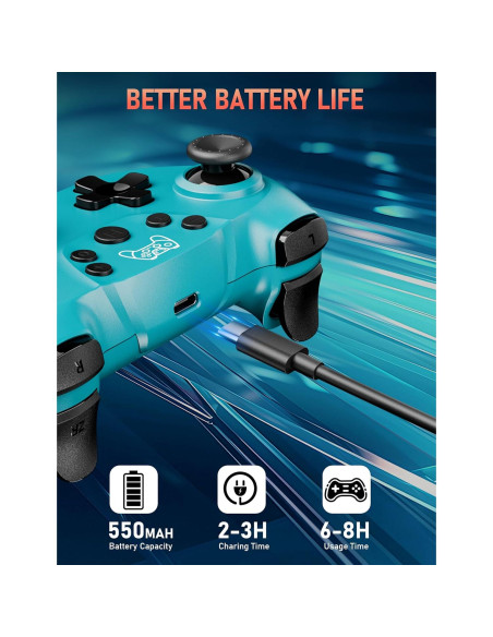 Controlador Pro Inalámbrico Diswoe para Switch y PC Azul