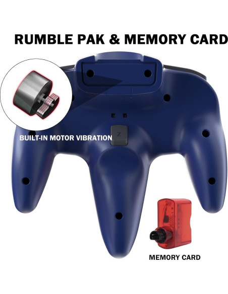 Controlador Inalámbrico KIWITATA para N64 Rojo Transparente