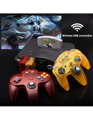 Controlador Inalámbrico KIWITATA para N64 Rojo Transparente