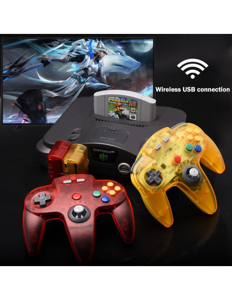 Controlador Inalámbrico KIWITATA para N64 Rojo Transparente