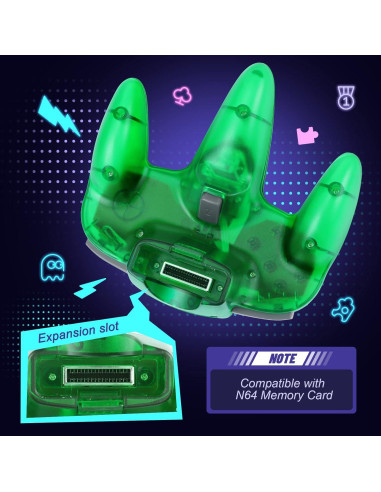 Paquete 2 Controladores FISUPER N64 Con Cable Verde y Azul