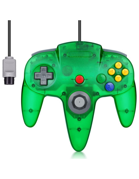 Paquete 2 Controladores FISUPER N64 Con Cable Verde y Azul