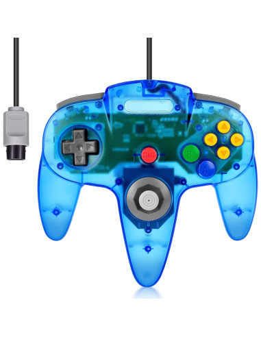 Paquete 2 Controladores FISUPER N64 Con Cable Verde y Azul