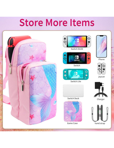 Bolsa de Viaje GLDRAM Sirena para Nintendo Switch Lite y OLED