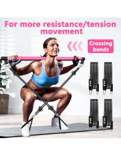 Kit de Barra de Pilates Bbtops con Bandas de Resistencia 13.6/18.1 kg 2