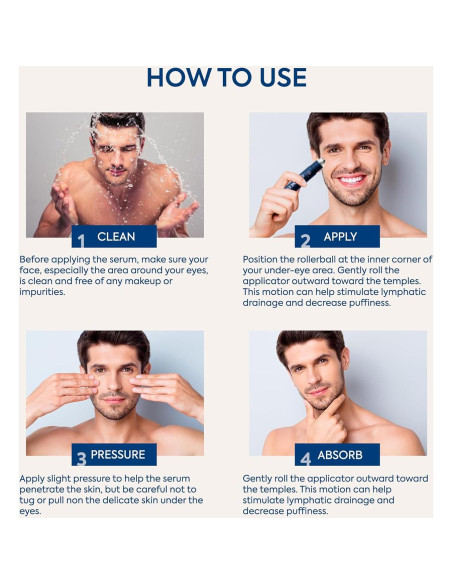 Crema para Ojos con Cafeína para Hombres - Rodillo Desinflamador