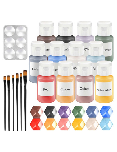 Kit de Underglaze Dunzoom 12 Colores + 6 Pinceles