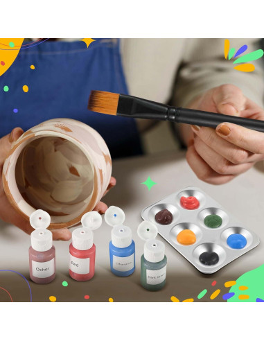 Kit de Underglaze Dunzoom 12 Colores + 6 Pinceles