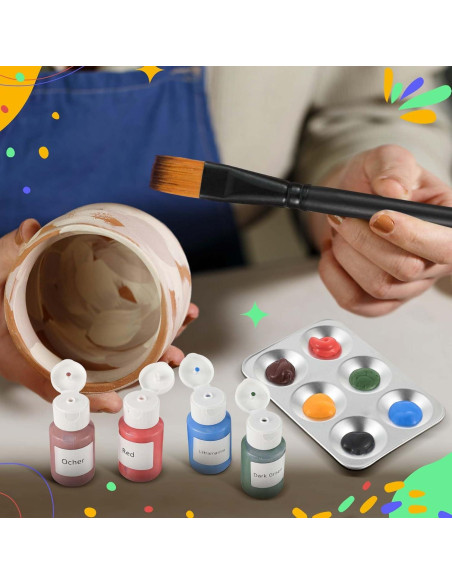 Kit de Underglaze Dunzoom 12 Colores + 6 Pinceles