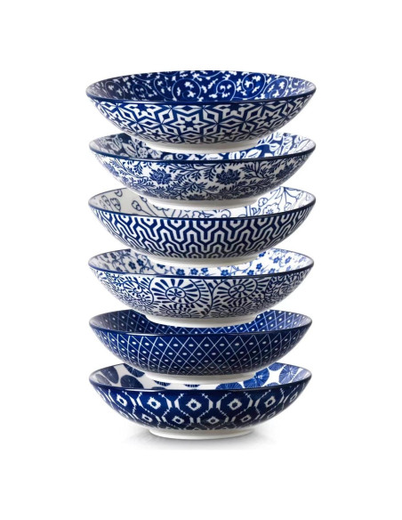 Cuencos de Porcelana Selamica 1.13kg Azul Vintage Set 6
