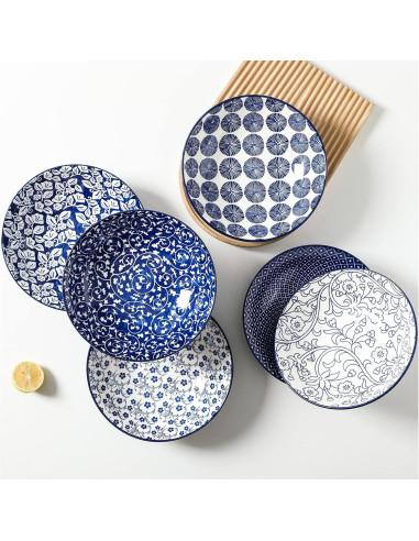 Cuencos de Porcelana Selamica 1.13kg Azul Vintage Set 6