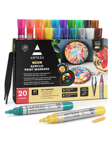 Marcadores de Pintura Acrílica ARTEZA Set 20 Colores Variados