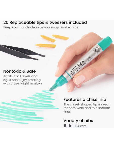 Marcadores de Pintura Acrílica ARTEZA Set 20 Colores Variados